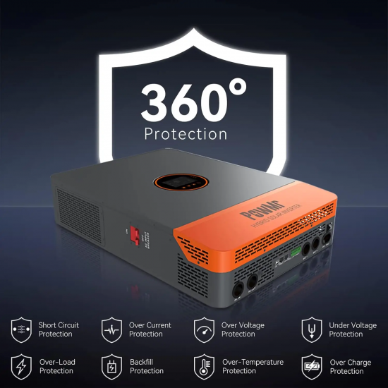 PowMr 10KW Split Phase Inverter 48V 110V 220V Hybrid Solar Inverter Dual MPPT Dual Output Off Grid with MPPT 200A Solar Charger