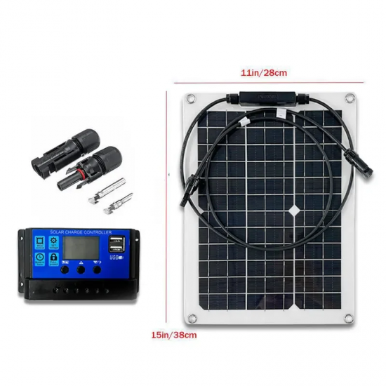 1000W 500W High-Efficiency Flexible Solar Panel Kit with 12V Battery Charger & 100A Controller for RV Yacht Boat Off-Grid Power